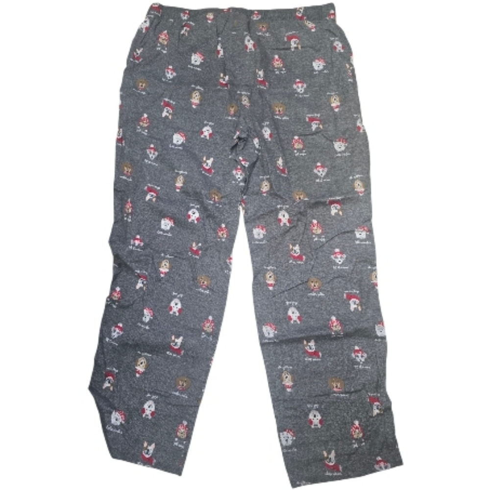 Joyspun Womens Gray Pajama Pants with Festive Print, Size L - Picture 2 of 3